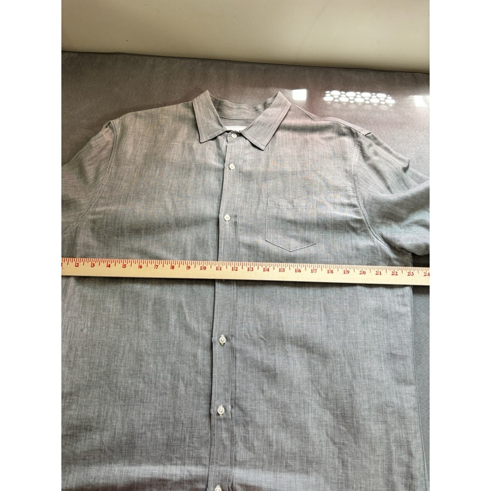 Frank And Eileen Linen Blend Long Sleeve Button Up Size XL Gray Relaxed Minimal - Picture 5 of 13